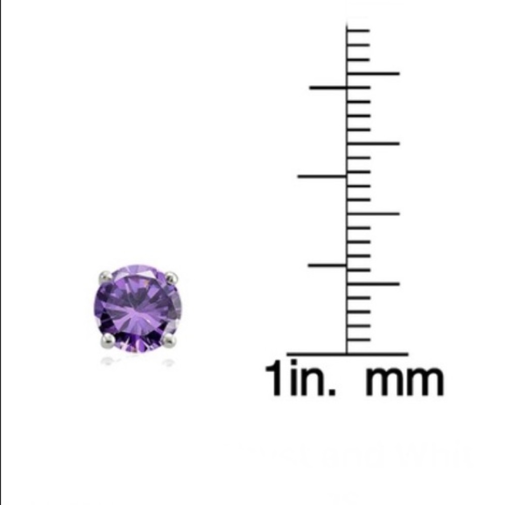 *SOLD*🆕Thailand FAS Sterling Silver Amethyst and White Topaz Crown Stud Earrin - Picture 4 of 12